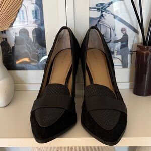 Saks Fifth Avenue Black Heeled Loafers